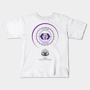 Third Eye Chakra, Ajna. Intuition and Guidance, I Am Guided. Mantra, Affirmations. Kids T-Shirt